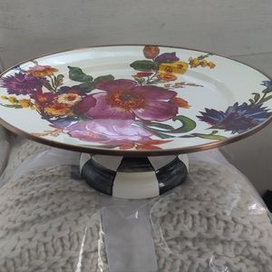 MacKenzie-Childs flower market pedestal platter 12" X 4.5"